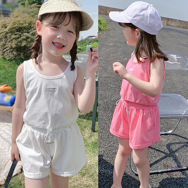 Set đồ thể thao gồm áo ba lỗ + quần short phong cách Hàn quốc thời trang cá tính cho bé