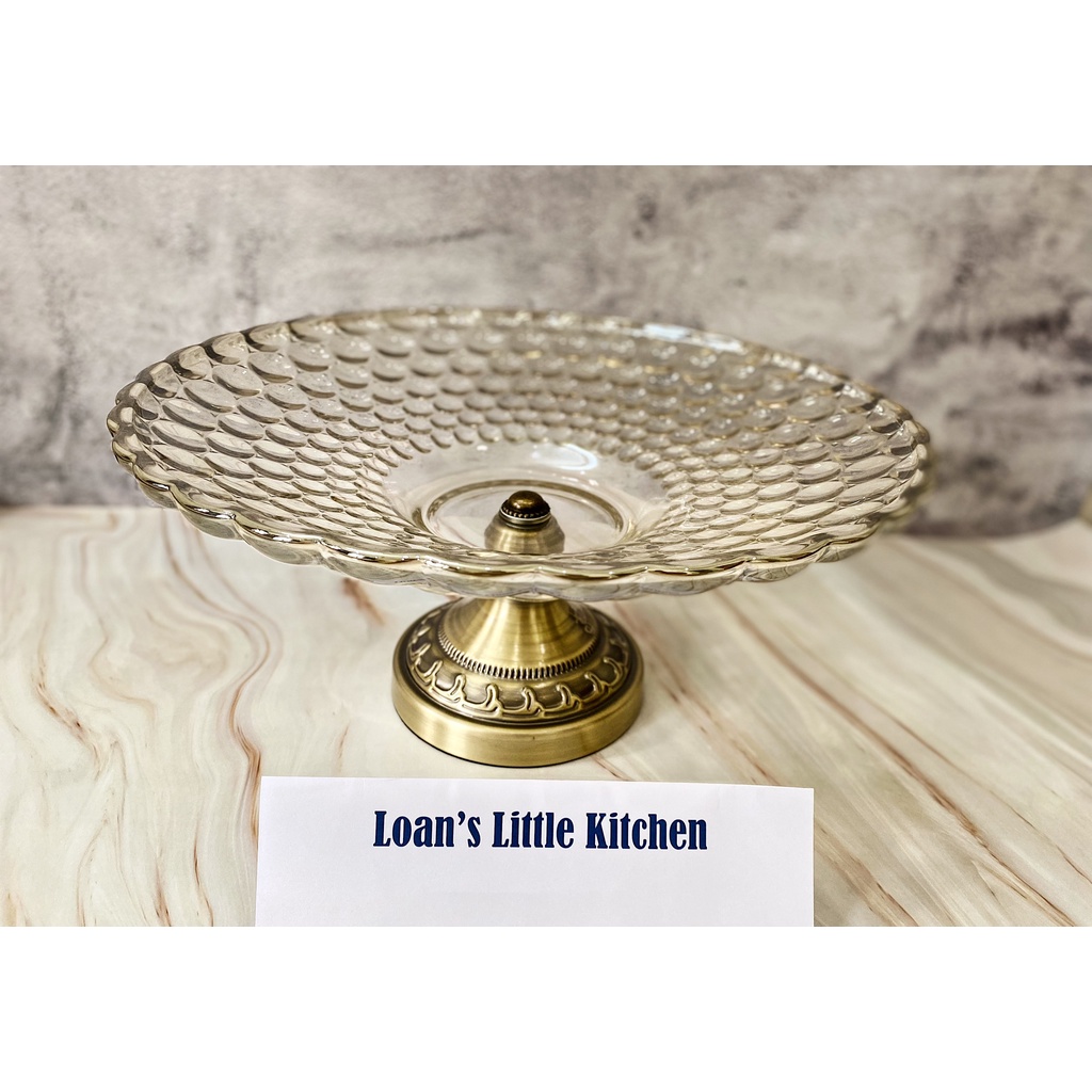 Dĩa Trái Cây Thủy Tinh Có Chân Đế Trung Đông, Đĩa Chưng Trái Cây Bánh Kẹo Cao Cấp Size 20cm
