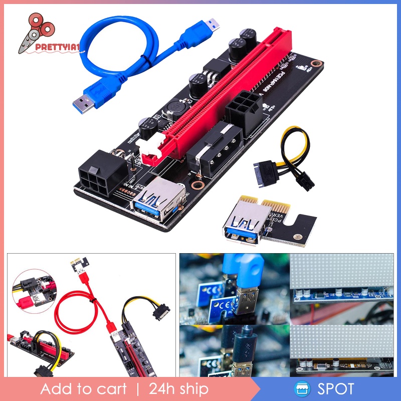 ✨Hàng sẵn sàng✨Thẻ mở rộng Pci-E Ver 009s 1x Sang 16x Usb 3.0 2x 6pin