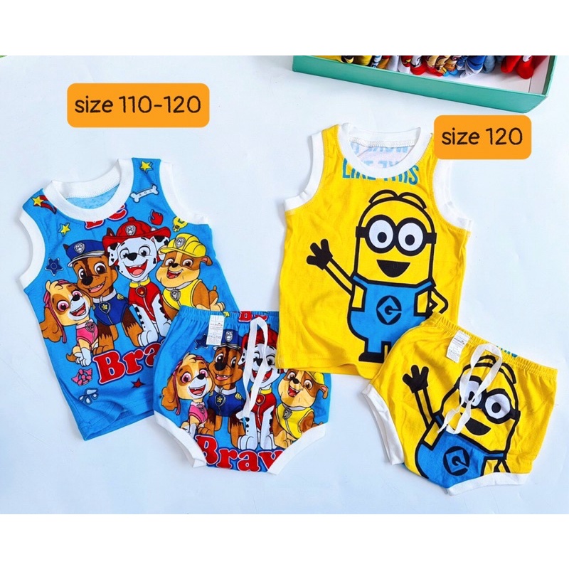 (7-17kg) Bộ xuất dư hoạt hình áo ba lỗ quần chip siêu cưng