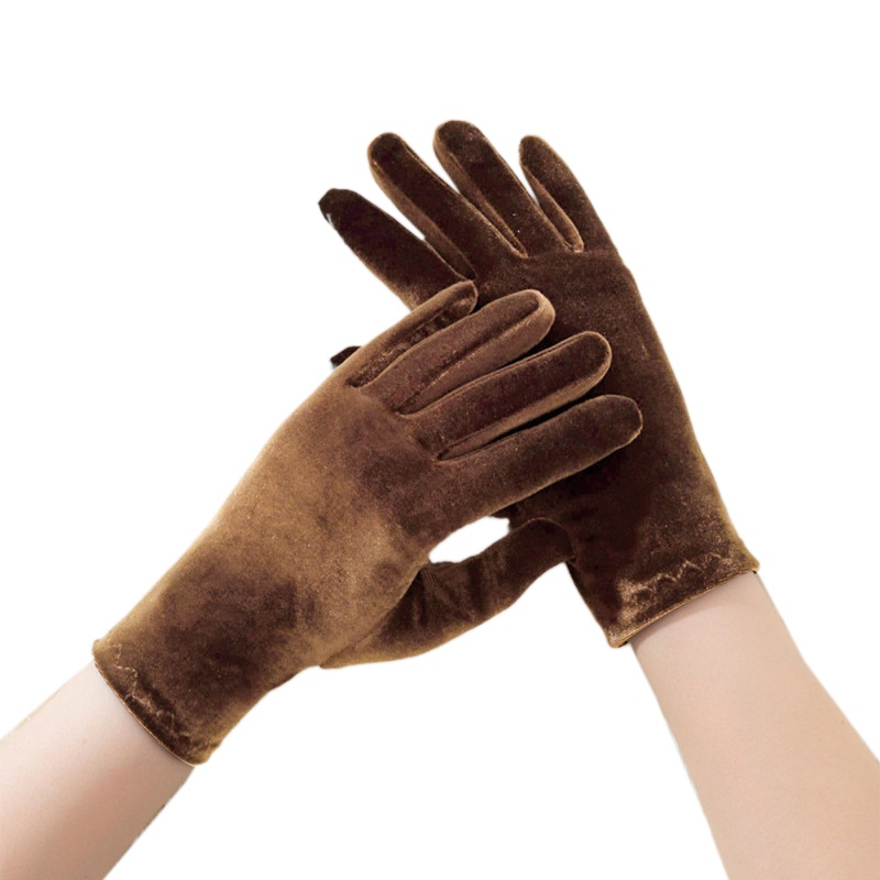 Găng Tay Nhung Ngắn Co Giãn Thời Trang Mùa Đông Cho Nữ