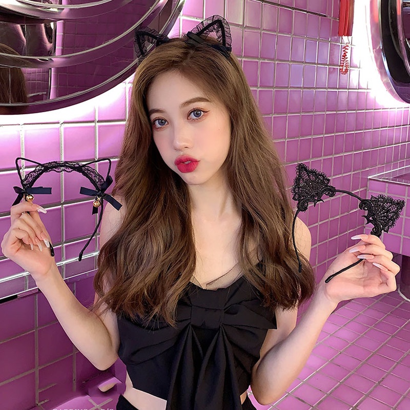 Băng Đô Cài Tóc Hình Tai Mèo Bằng Nhung Dễ Thương Xinh Xắn