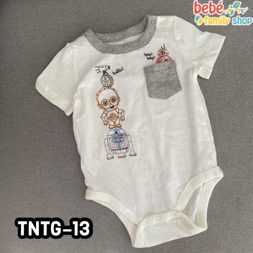 Body cho bé trai màu trơn trắng xanh sọc Body chip xuất dư GAP tay ngắn  - TNTG