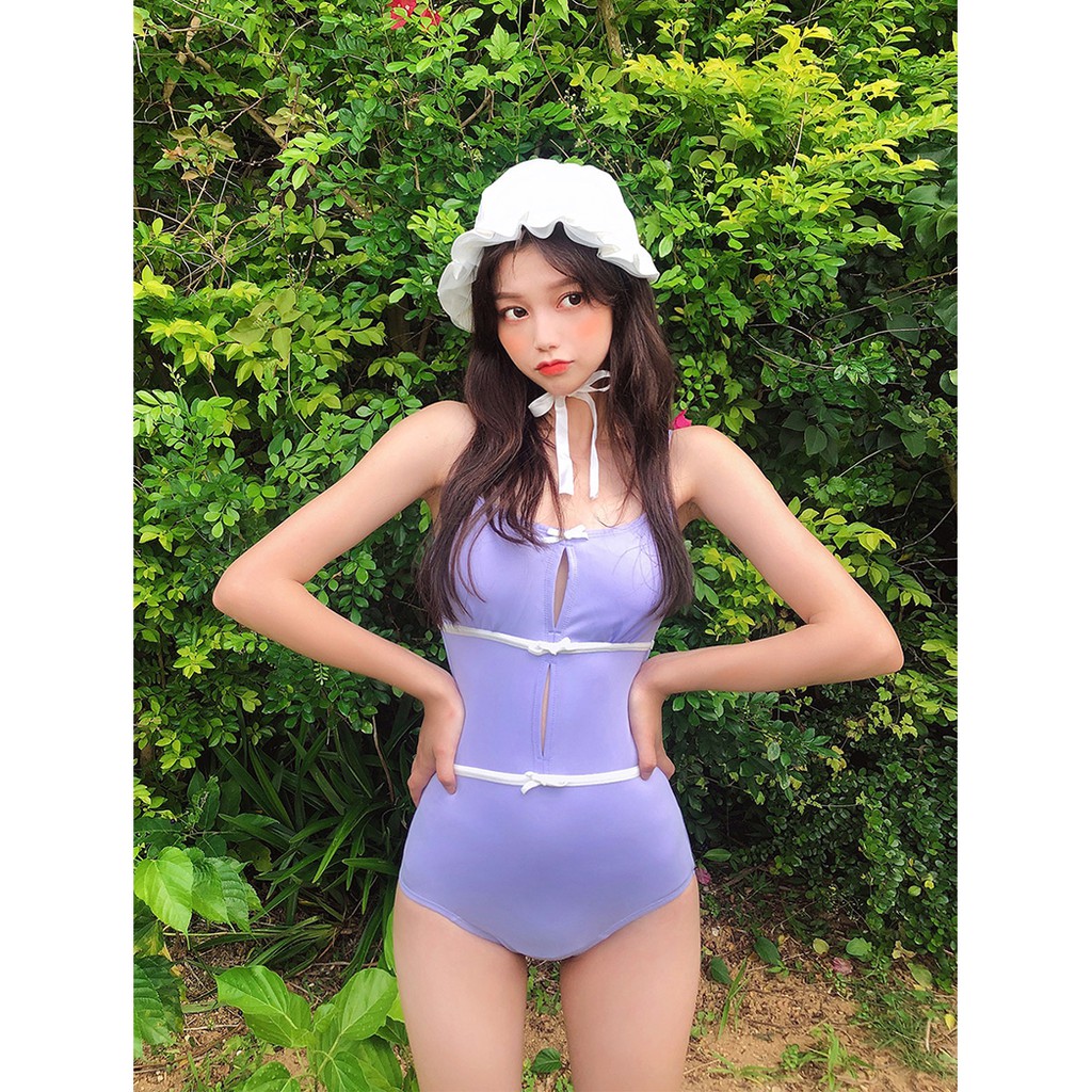 Bộ Đồ Bơi Một Mảnh Đính Nơ Màu Tím Dễ Thương Cho Nữ Sinh | BigBuy360 - bigbuy360.vn