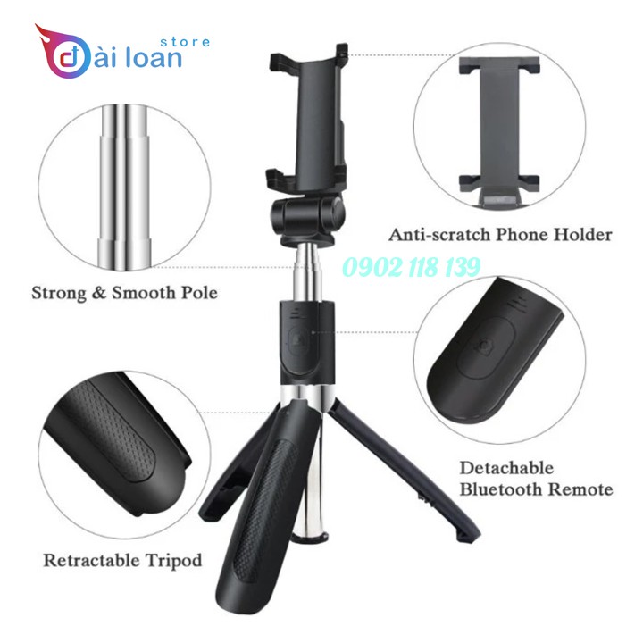 Gậy Tự Sướng Bluetooth Selfie Stick Tripod L01 Có Chân Chụp Ảnh Cao Cấp | BigBuy360 - bigbuy360.vn