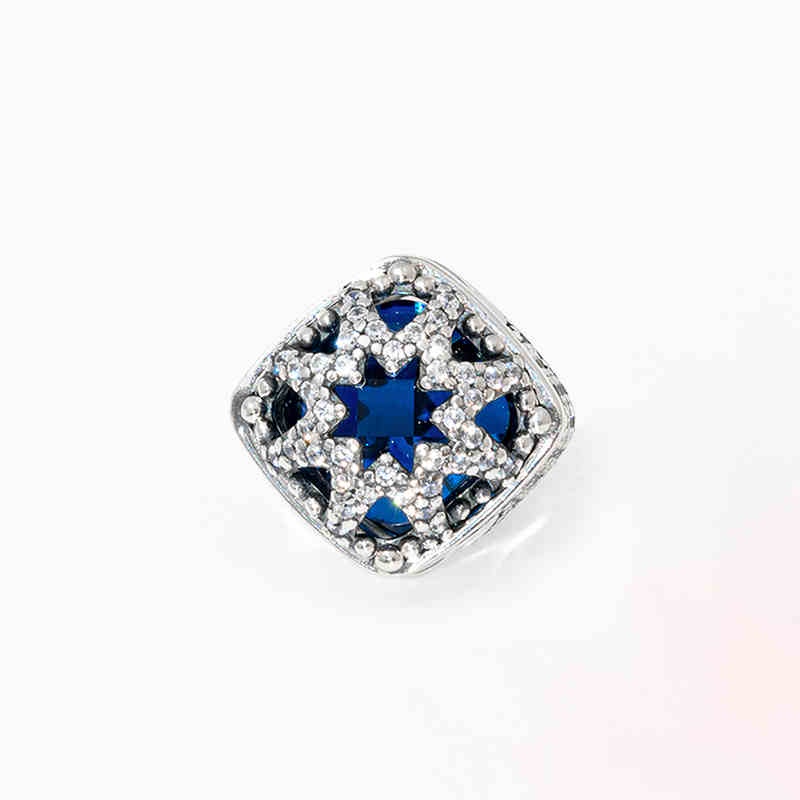 Charm Ngôi sao hình vuông màu xanh lam
