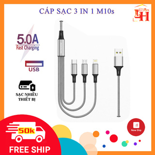 Cáp Sạc 3 Đầu M10s Sendem đa năng 3in1-Micro-Type C Dây Dù Sạc cho Samsung Oppo Xiaomi IP