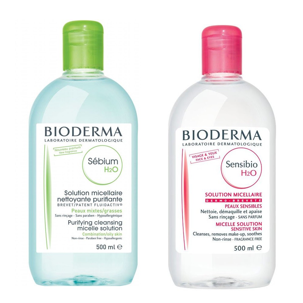 Nước Tẩy Trang Bioderma Sébium Créaline H2O 500ml chính hãng Pháp xanh hồng bản mới nhất