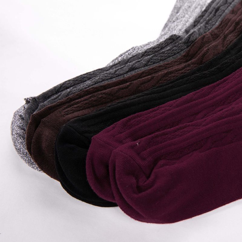 Xiangbao Vớ Dài Dệt Kim Màu Trơn Phong Cách Preppy Nhật Bản Cho Nữ Vào Mùa Đông