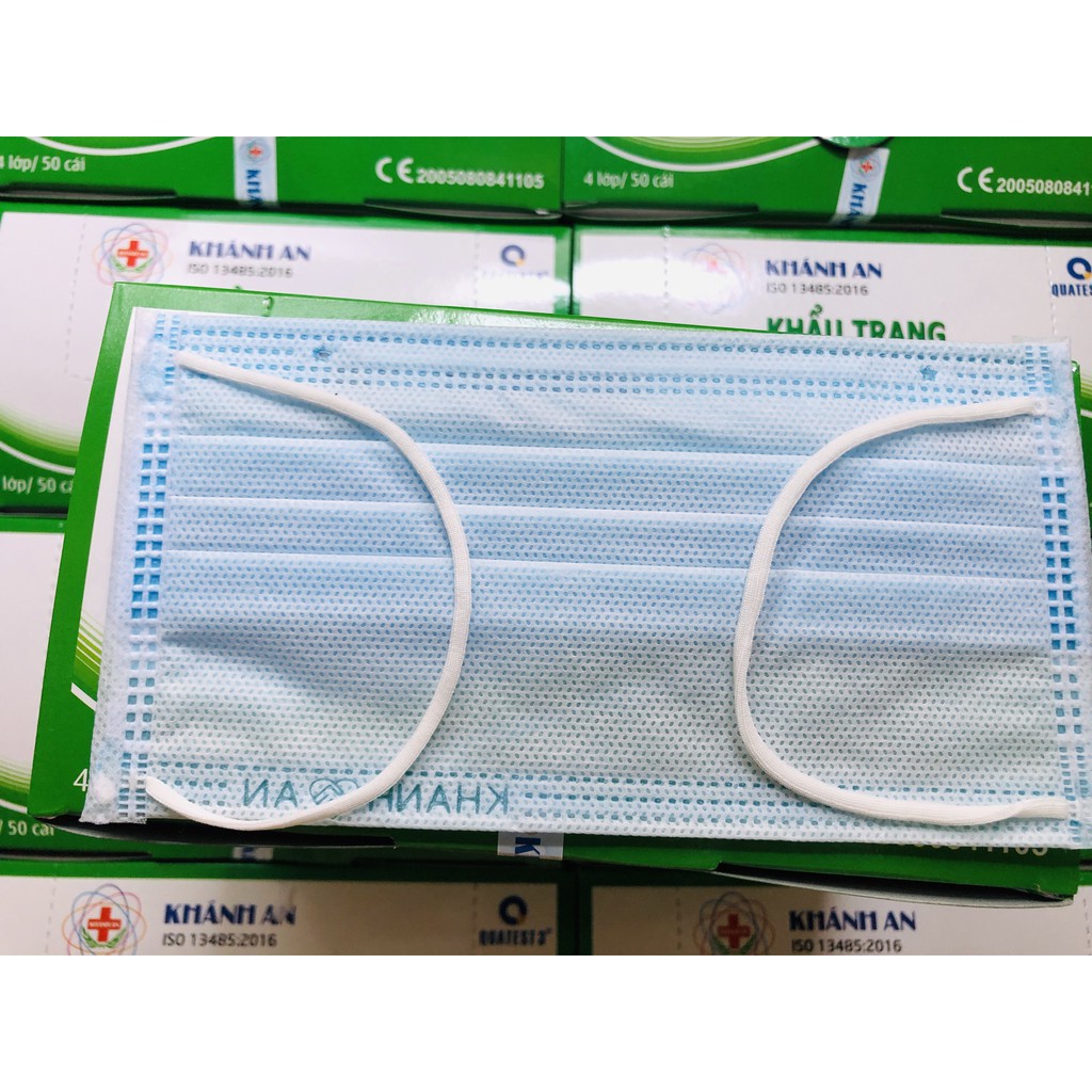 Khẩu trang y tế 4 lớp kháng khuẩn Khánh An - Màu xanh (50 cái/hộp) | BigBuy360 - bigbuy360.vn