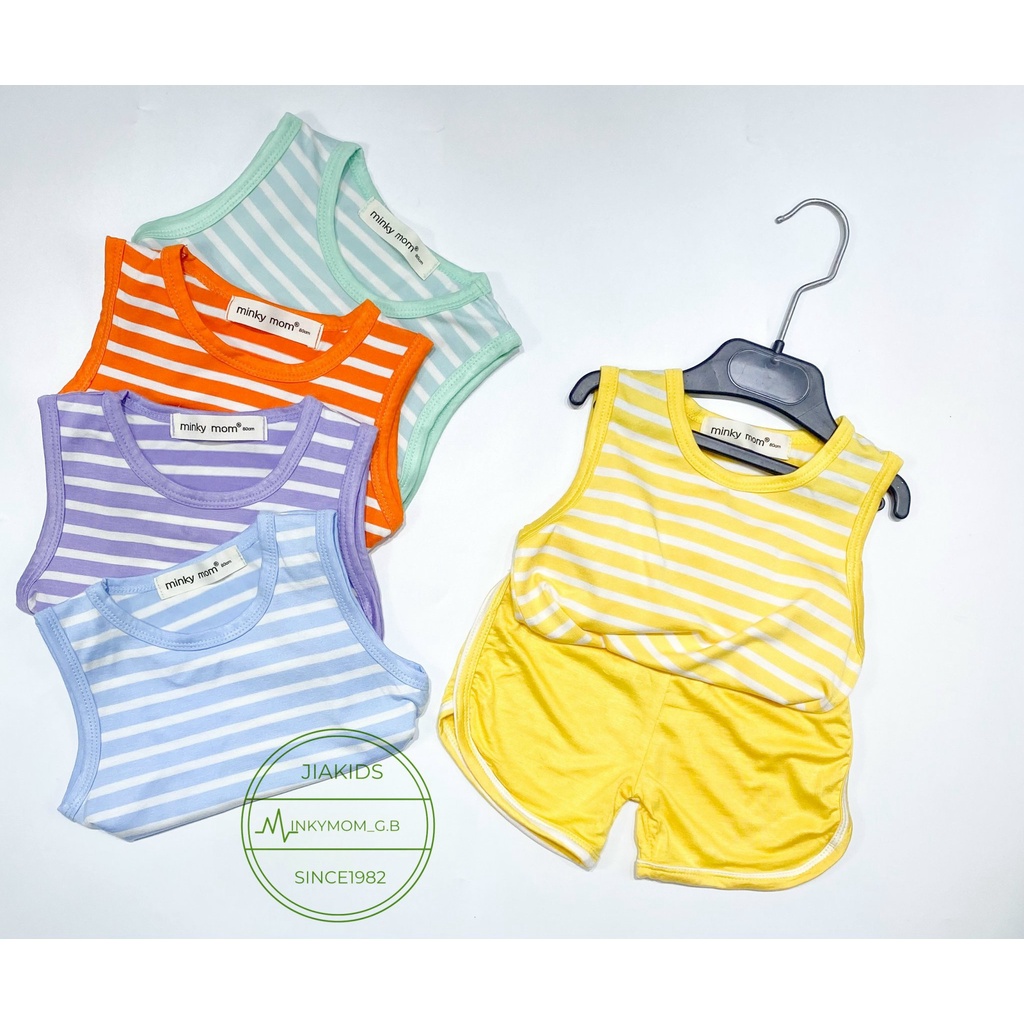 |FAMARAL2 giảm 10k cho đơn 50k|Bộ Ba Lỗ THUN LẠNH MINKYMOM Vải Dệt Sọc Quần Trơn Cho Bé BL-TR02