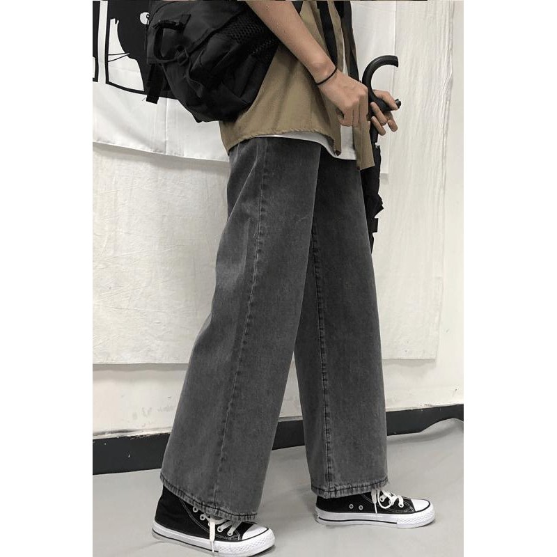 Quần Jean Nam, Quần ống rộng xám Baggy Nam Thời Trang Phong Cách Unisex Phong Cách Trẻ Trung Năng Động