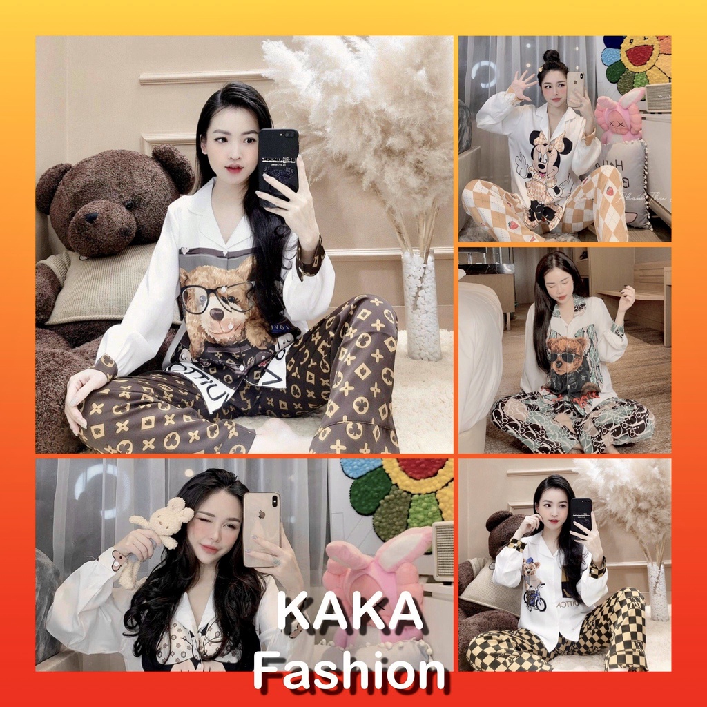 Đồ Ngủ Nữ, Pijama, Lụa Mango, đồ bộ nữ Tay Dài, đồ mặc nhà, thời trang Hàn Quốc thời thượng KAKAfash