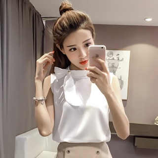 Sơmi cổ nơ sát nách dễ thương