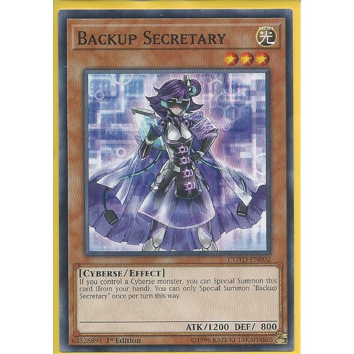 Lá bài thẻ bài Yugioh COTD-EN002 Backup Secretary