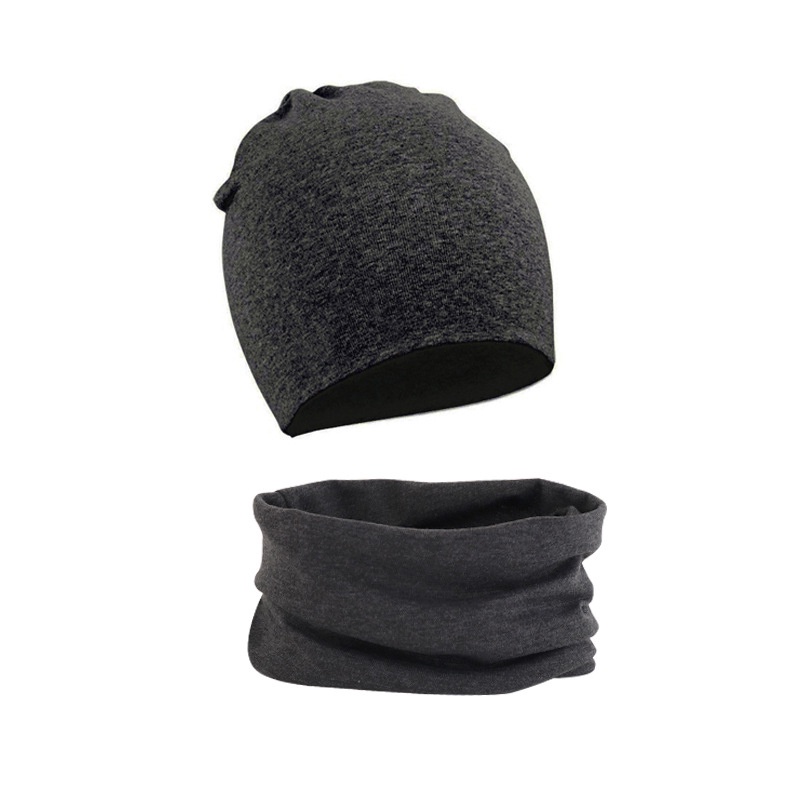 Bộ 2 món gồm mũ beanie và khăn choàng cổ màu trơn giữ ấm dành cho trẻ em