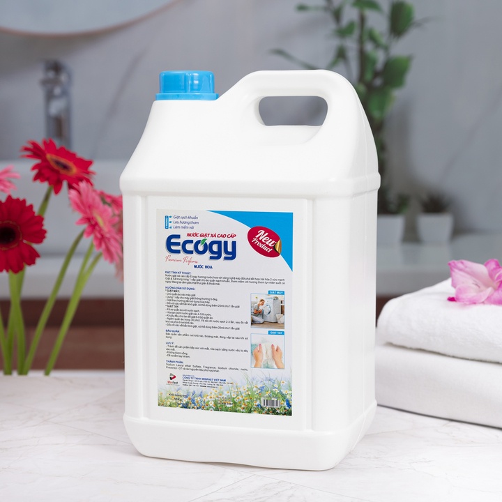 Nước giặt xả cao cấp 6 in 1 Ecogy 10kg - Sạch khuẩn thơm mềm, bảo vệ da tay, an toàn cho máy giặt