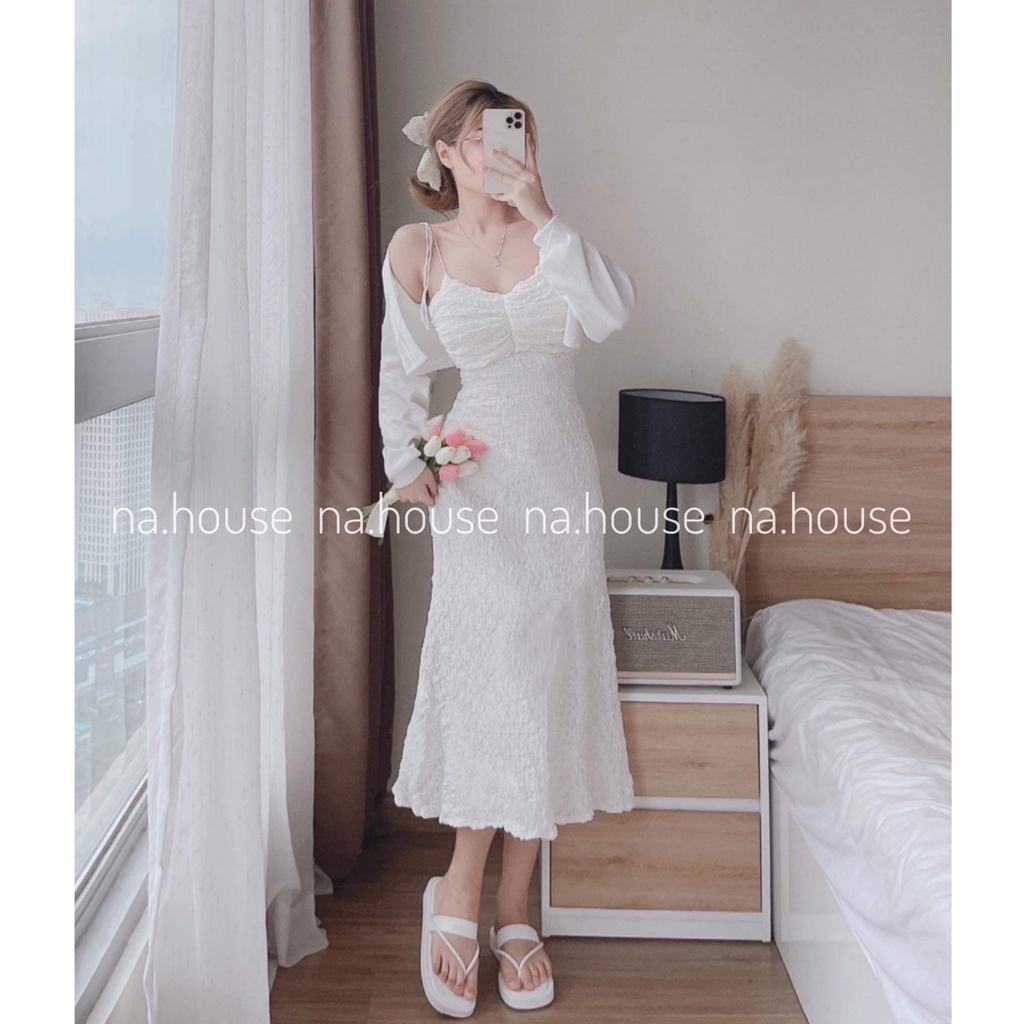 SET ĐẦM TRẮNG MIDI 2S KÈM KHOÁC NAHOUSE SET HAI CHI TIẾT ĐI CHƠI ĐI TIỆC THIẾT KẾ ĐẸP VÀ SANG TRỌNG