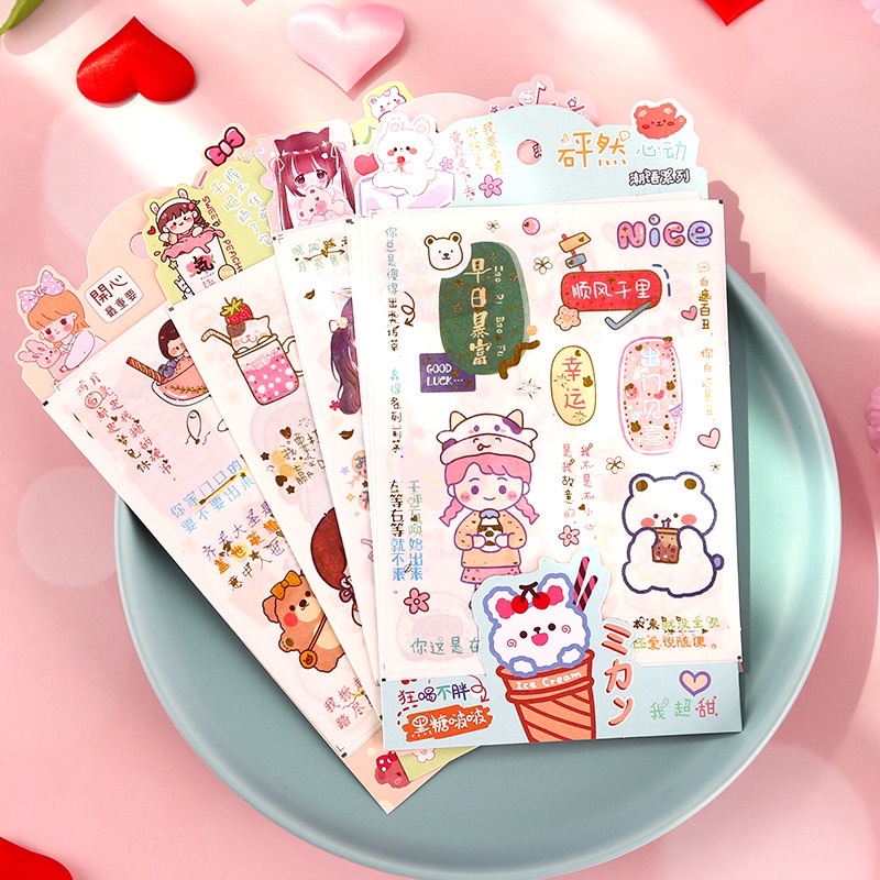 Set 4 tấm sticker phong cách Nhật Bản dễ thương