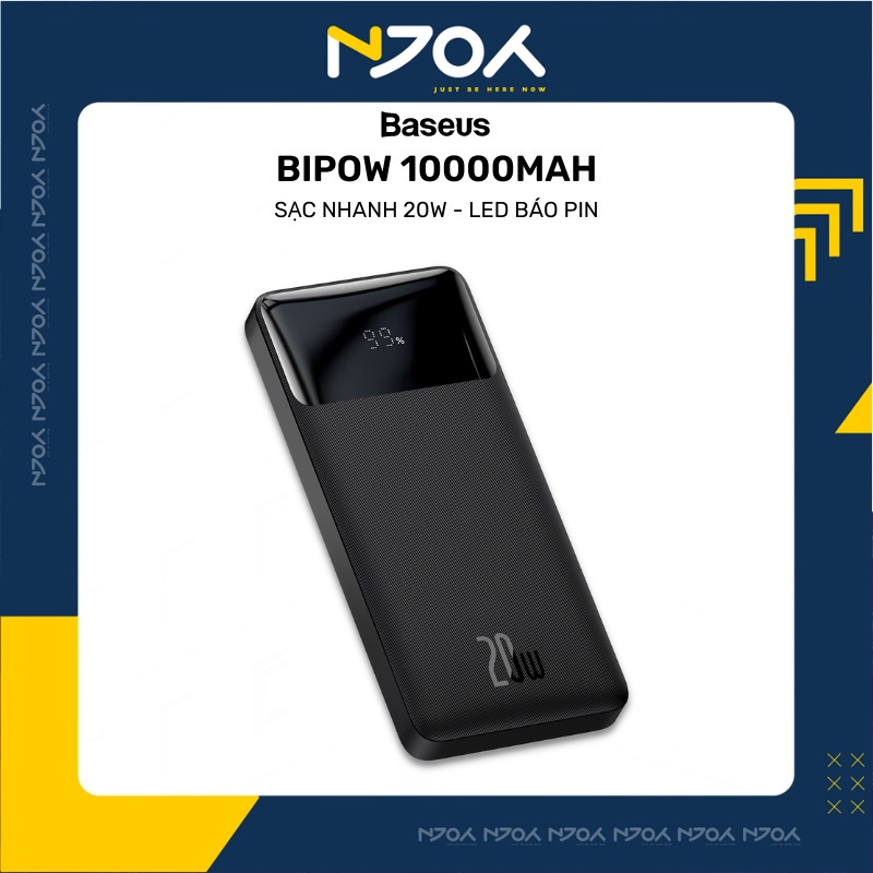 Sạc Dự Phòng Baseus 10000mah Chống Bám Bẩn Màn Hình Led Báo Pin Hỗ Trợ QC 3.0 PD 3.0 Njoyshop