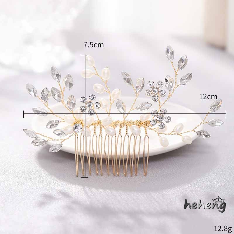 Lược Cài Tóc Hình Hoa Đính Ngọc Trai Nhân Tạo Thời Trang Cho Cô Dâu