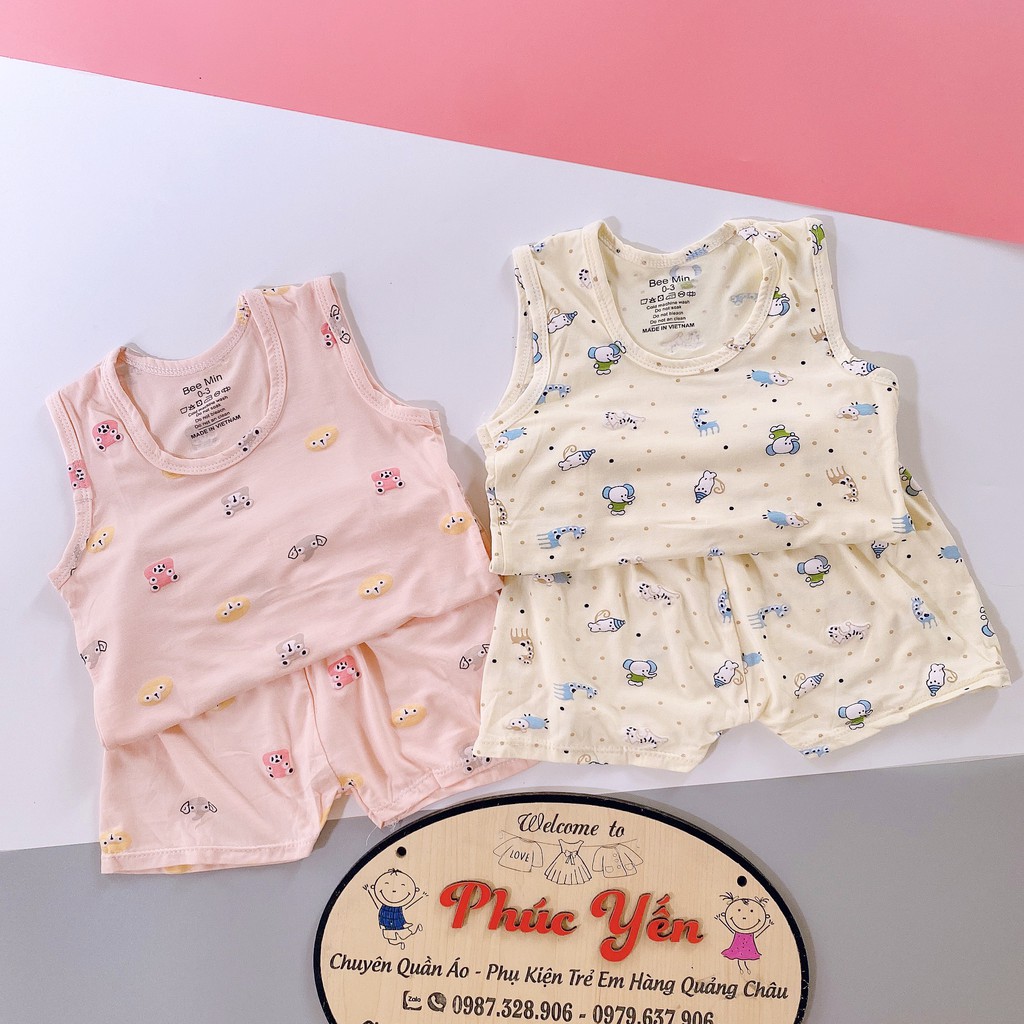 Sale !!! Bộ Ba Lỗ Chất Pettit  Thun Lạnh  Mềm Mại Cho  Bé_Nền Màu (7-17kg)(1513 ) shop Phúc Yến