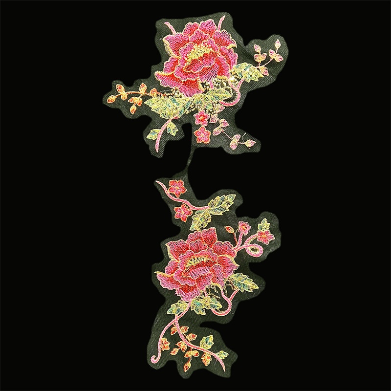 Miếng Vải Ren Thêu Hình Hoa Mẫu Đơn / Chim Công / Chim Công Đính Kim Sa Lấp Lánh 70 * 30CM Trang Trí Váy Cưới