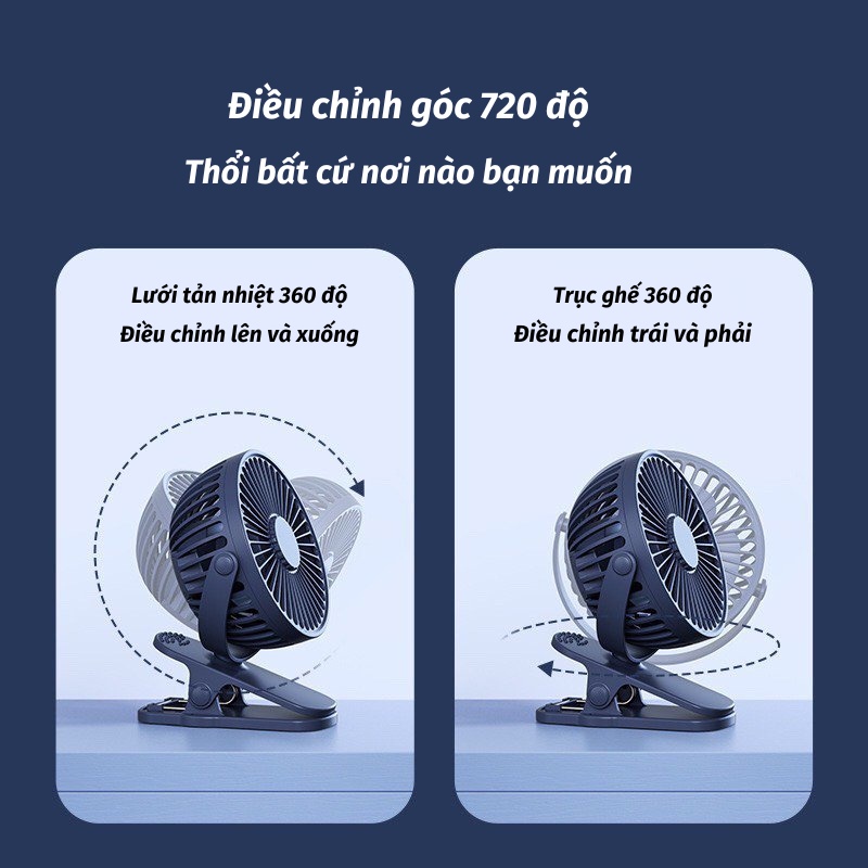 Quạt Tích Điện Quạt Kẹp Bàn Mini Nhỏ Gọn An Toàn Titan Store