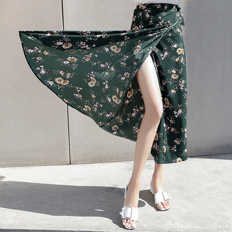 Chân váy chất Chiffon hoạ tiết hoa thiết kế xẻ quyến rũ | BigBuy360 - bigbuy360.vn