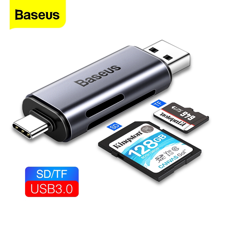Đầu Đọc Thẻ Nhớ Baseus USB 3.0 Type C Dành cho Laptop Chuyển Đổi Thẻ SD Micro SD TF Thiết Kế 2 Trong 1 | BigBuy360 - bigbuy360.vn