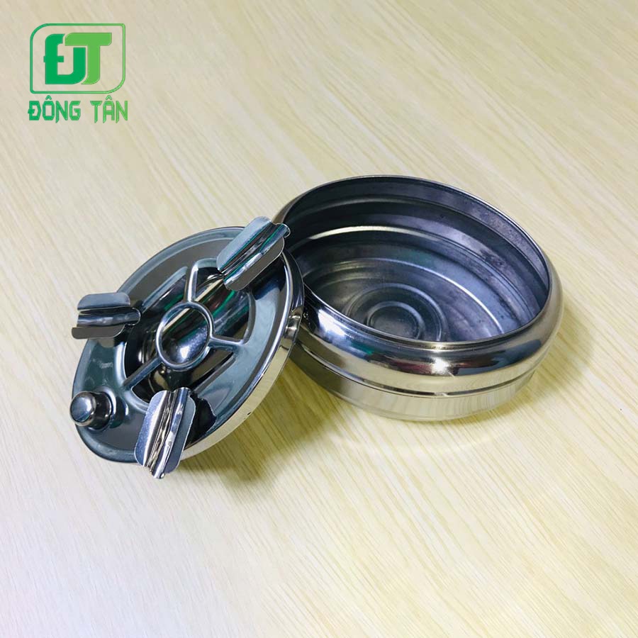 Gạt Tàn Thuốc Inox ĐÔNG TÂN Cao Cấp Có Nút Đóng Mở Cứng Cáp Chịu Va Đập