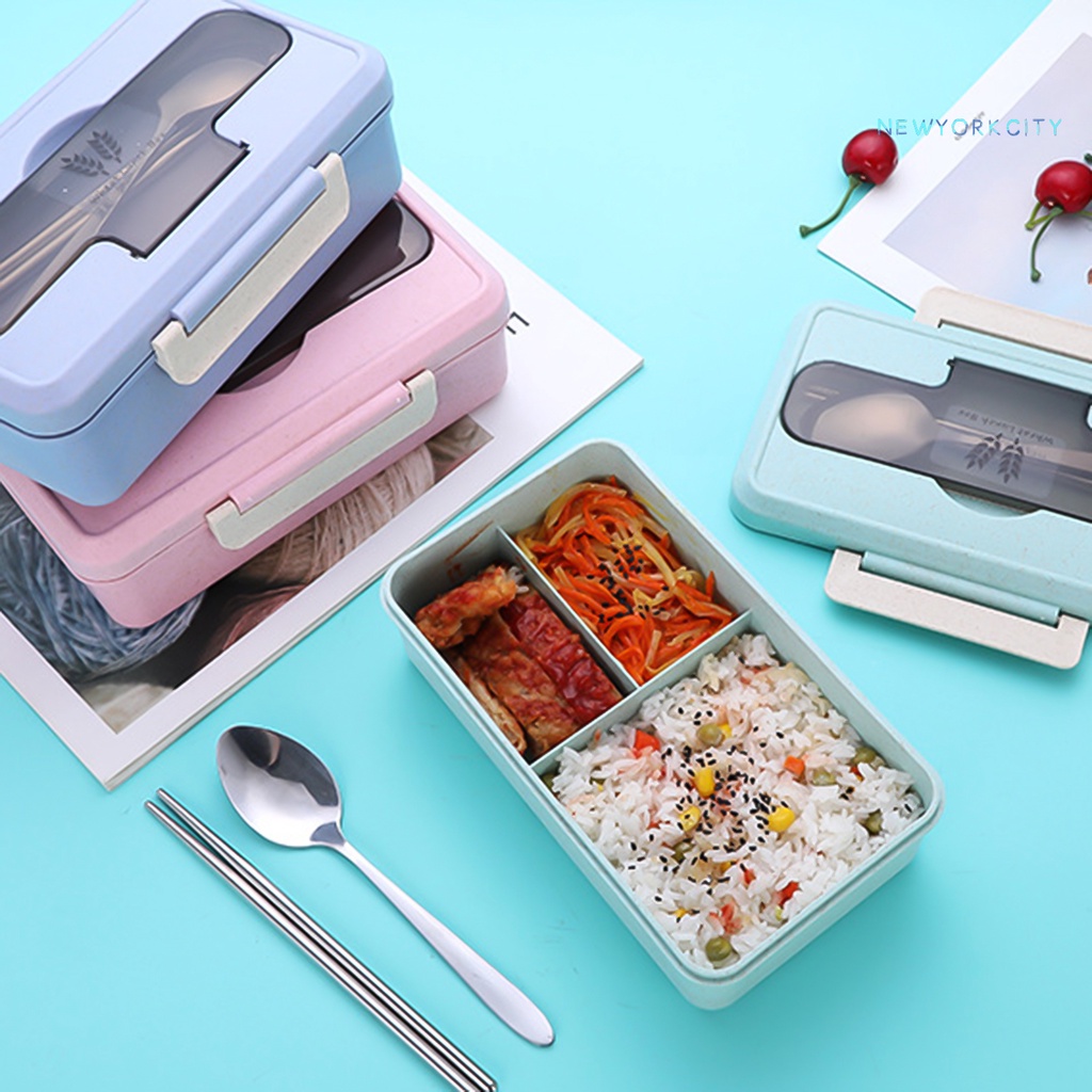 Hộp cơm 3 Ngăn Cách Nhiệt 1000ML Bằng Nhựa Có Thể Sử Dụng Trong Lò Vi Sóng