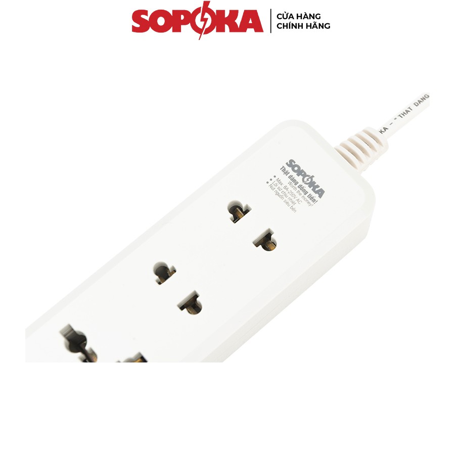 Ổ 3 cửa chịu tải 2200W SOPOKA 3C2 dây 2,5M-4,5M