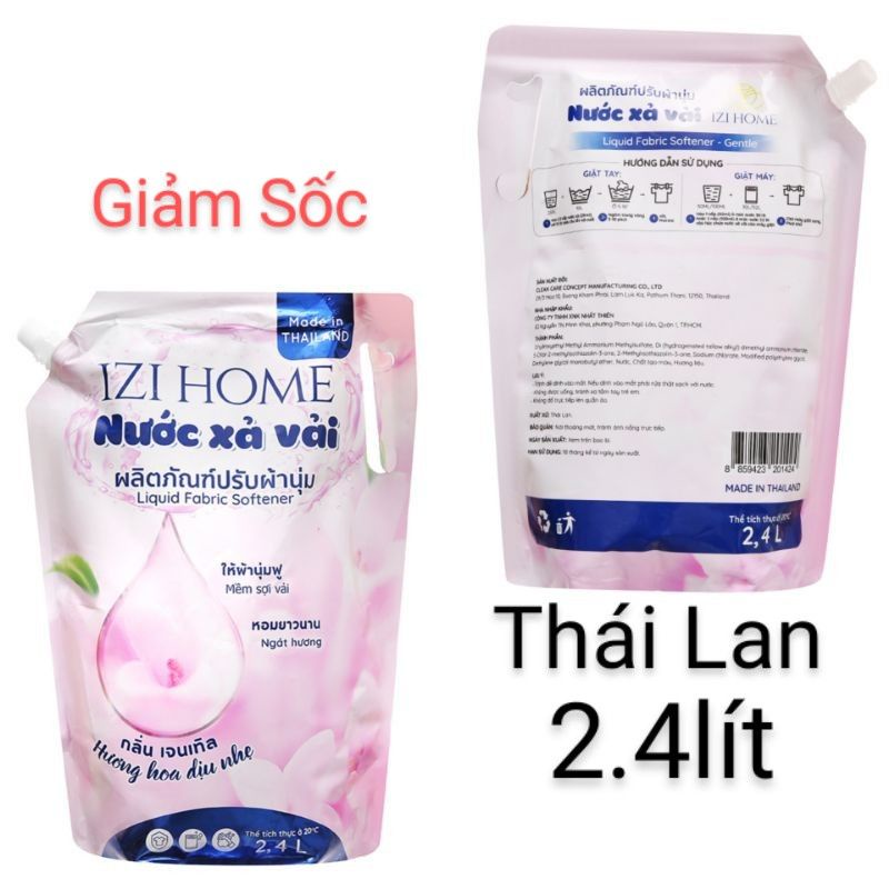 [ Thái Lan ] Nước xả vải IZI HOME hương hoa dịu nhẹ túi 2.4 lít