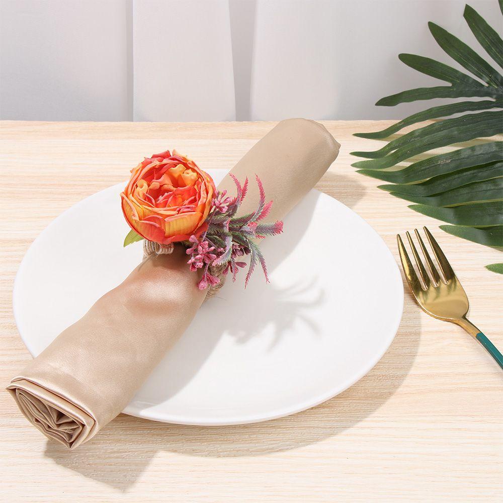 Nhẫn Quấn Khăn Ăn Đính Hoa Hồng Giả Màu Cầu Vồng