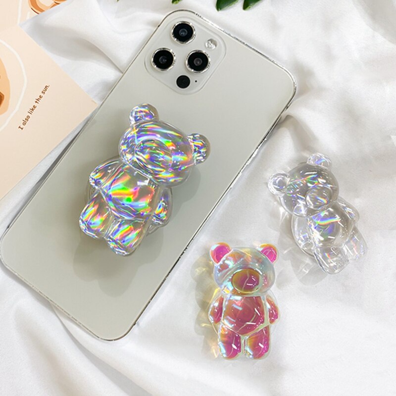 Giá Đỡ Điện Thoại Trong Suốt Hình Gấu 3D Đáng Yêu