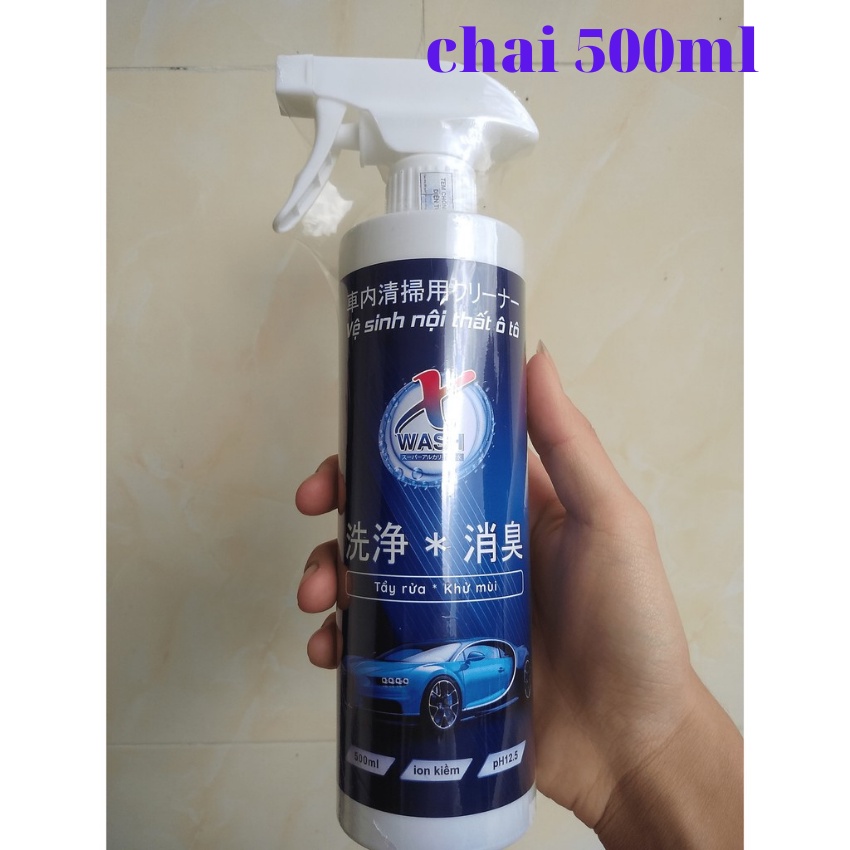 (Combo 500ml + 100ml) Xwash - Dung dịch vệ sinh nội thất ô tô [Tặng khăn lông cừu]