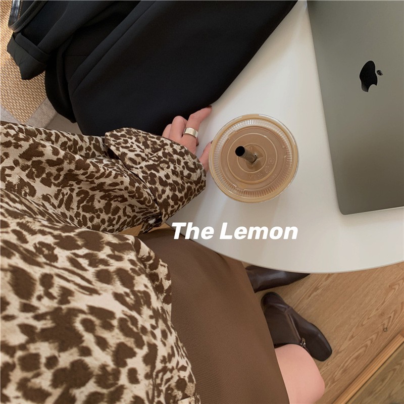 【Cocory】Áo sơ mi nữ họa tiết da báo tay dài thời trang quý phái