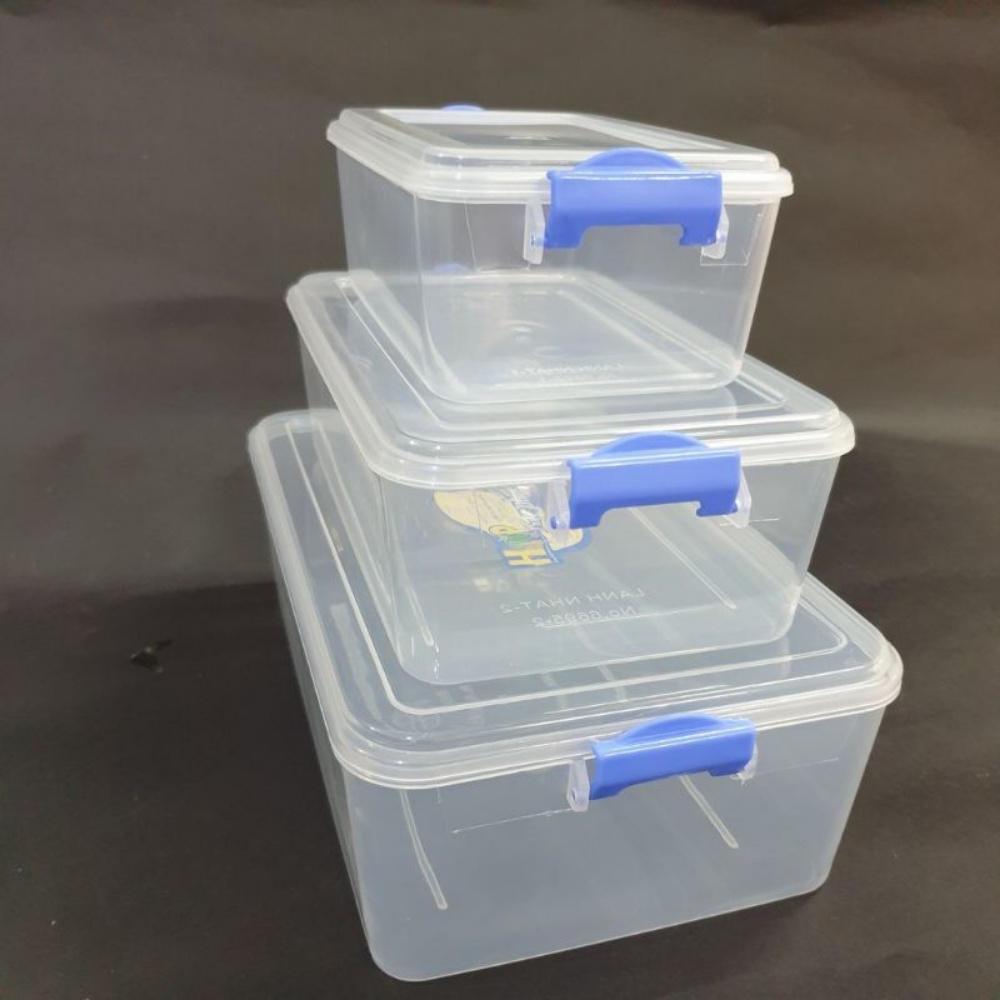 Bộ 3 hộp lạnh nhật đựng thực phẩm nhựa trong suốt không mùi bảo quản thực phẩm 6695