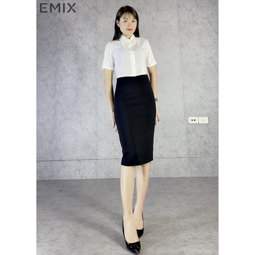 Áo sơ mi croptop chất lụa thô EMIX