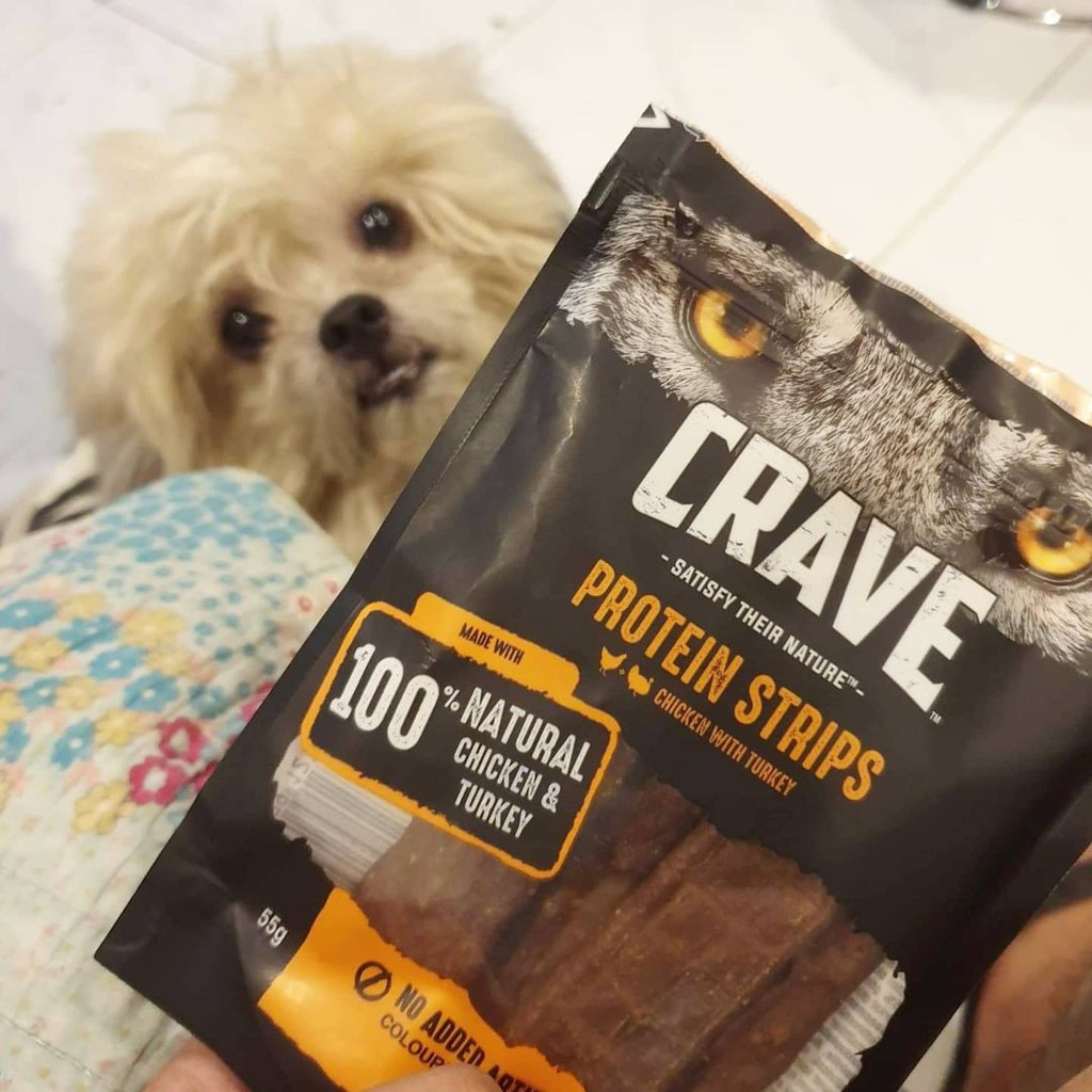 Crave  Treat miếng Protein Cá Hồi Gà cho cún / chó cỡ nhỡ và to 50GR 55GR