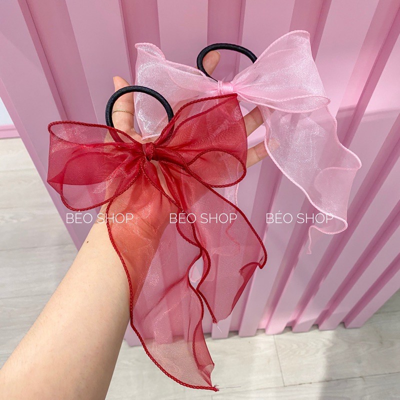 Scrunchies , dây buộc tóc nơ phong cách Hàn Quốc