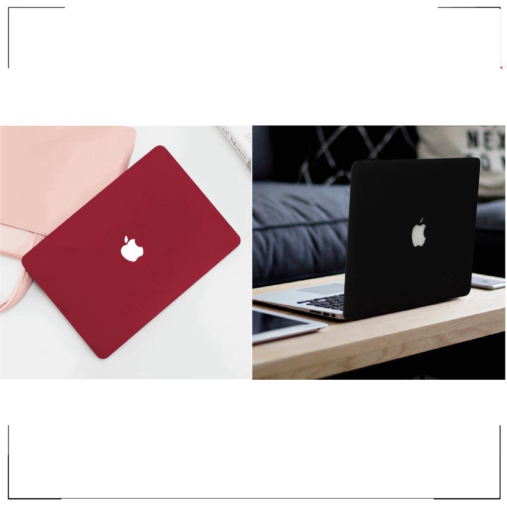 hot  Case Macbook Air 13"(2018-2020) màu đỏ booc đô + đen (Tặng kèm Nút chống bụi bộ gãy sạc)