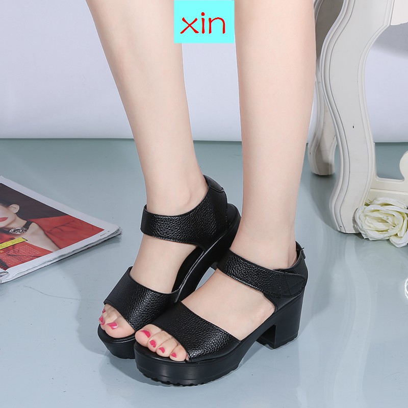 Giày sandal cao gót dày dặn chống nước thời trang hè mới năm 2021 cho nữ