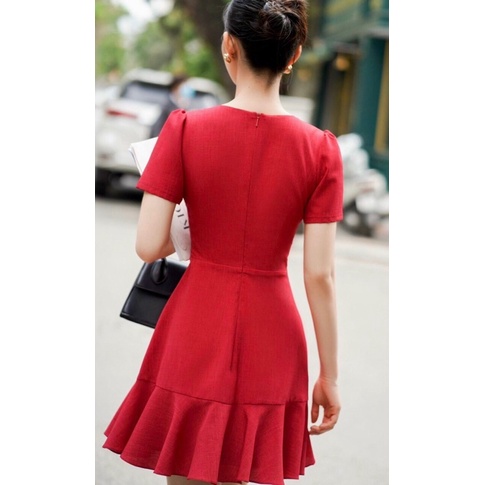 Đầm cổ tim nút Lucky BT091