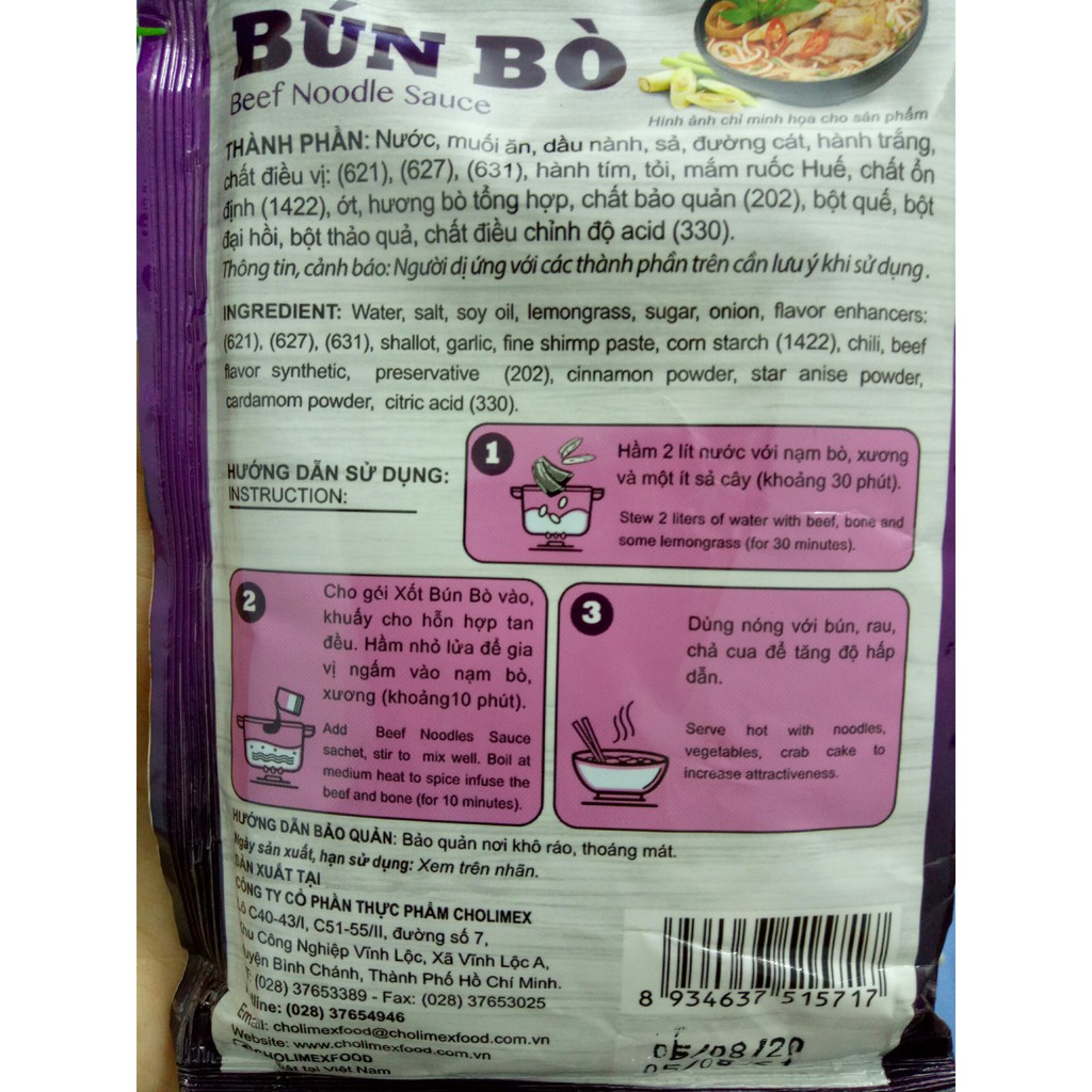 Xốt bún bò Cholimex, gói 90g, date mới