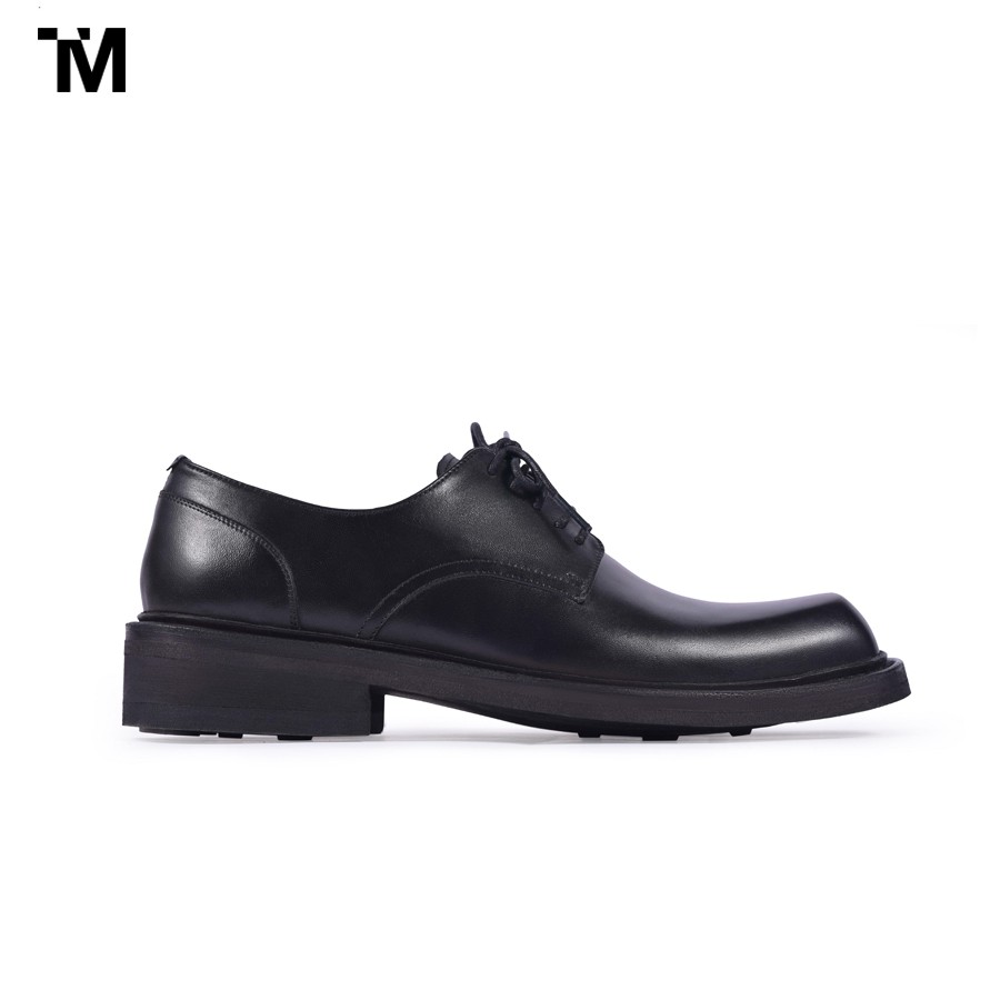 GIÀY NAM TARMOR MÀU ĐEN  BLACK LEATHER  SQUARE TOE DERBY SHOES