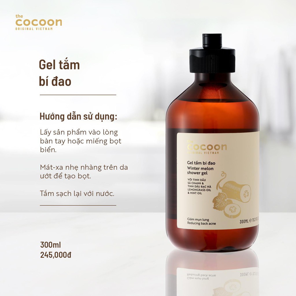 Gel tắm bí đao Cocoon giúp giảm mụn lưng 300 ml NPP Shoptido