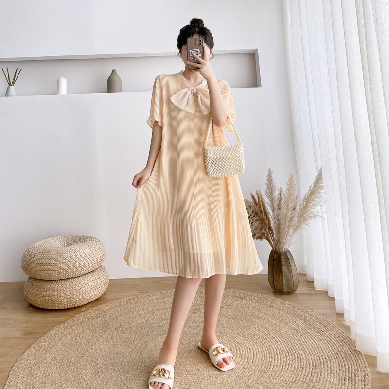 Váy Bầu Công Sở thiết kế Nơ Trước Cổ xinh xắn dễ thương V355