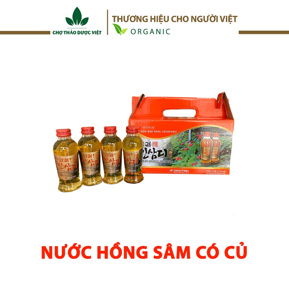 Nước hồng sâm có củ Hàn Quốc hộp 10 chai - Chợ Thảo Dược Việt